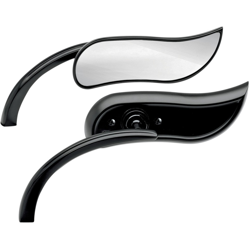 Arlen Ness Mirror - Micro - Upswept - Side View - Cat Eye - Black - Left 13-404