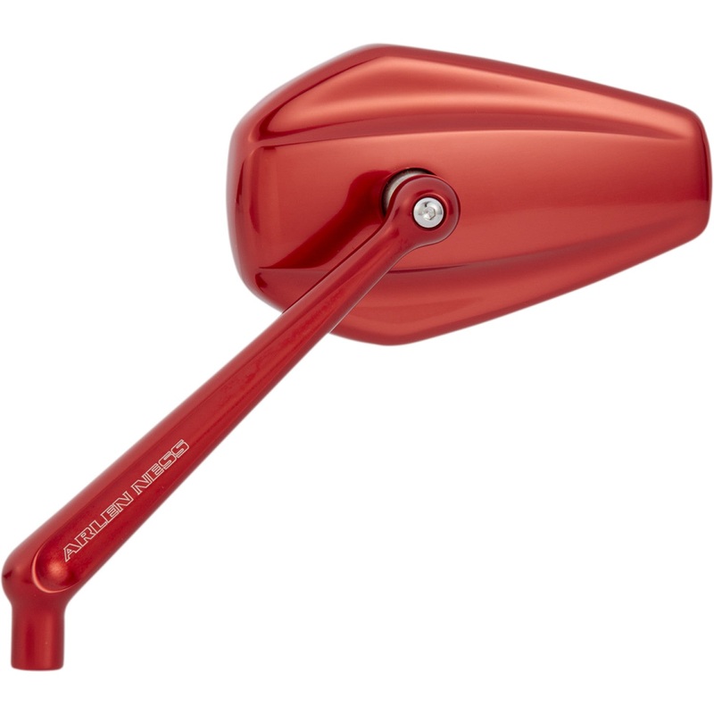 Arlen Ness Mirror - Mini/Stocker - Side View - Hexagon - Red - Left 13-152