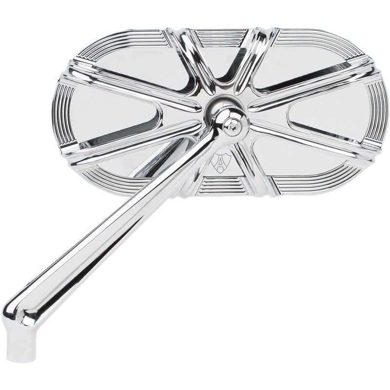 Arlen Ness Mirror - Side View - Caged Series/Deep Cut - Chrome - Left 13-165
