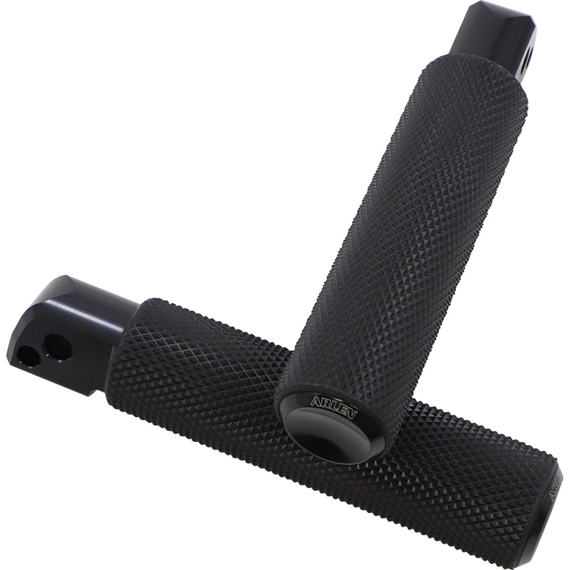 Arlen Ness Passenger Knurled Footpegs - Black - FL/FX '18-'23 07-943