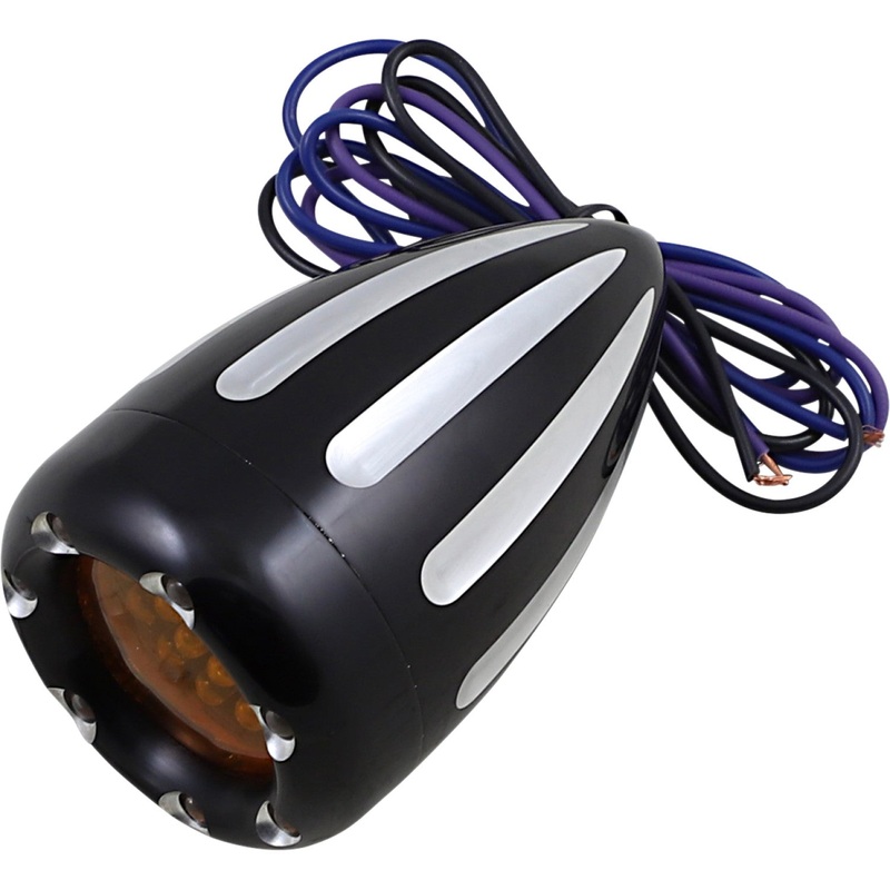 Arlen Ness Turn Signals - LED - Deep Cut - Black/Amber - Amber Ring 12-753