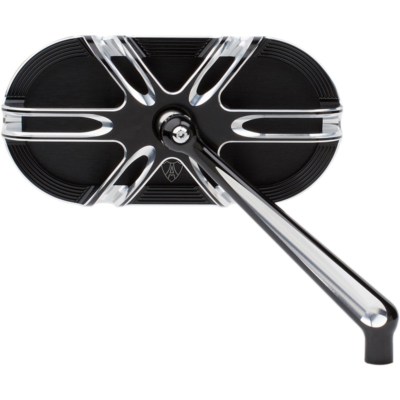 Arlen Ness Mirror - Side View - Caged Series/Deep Cut - Black - Right 13-166