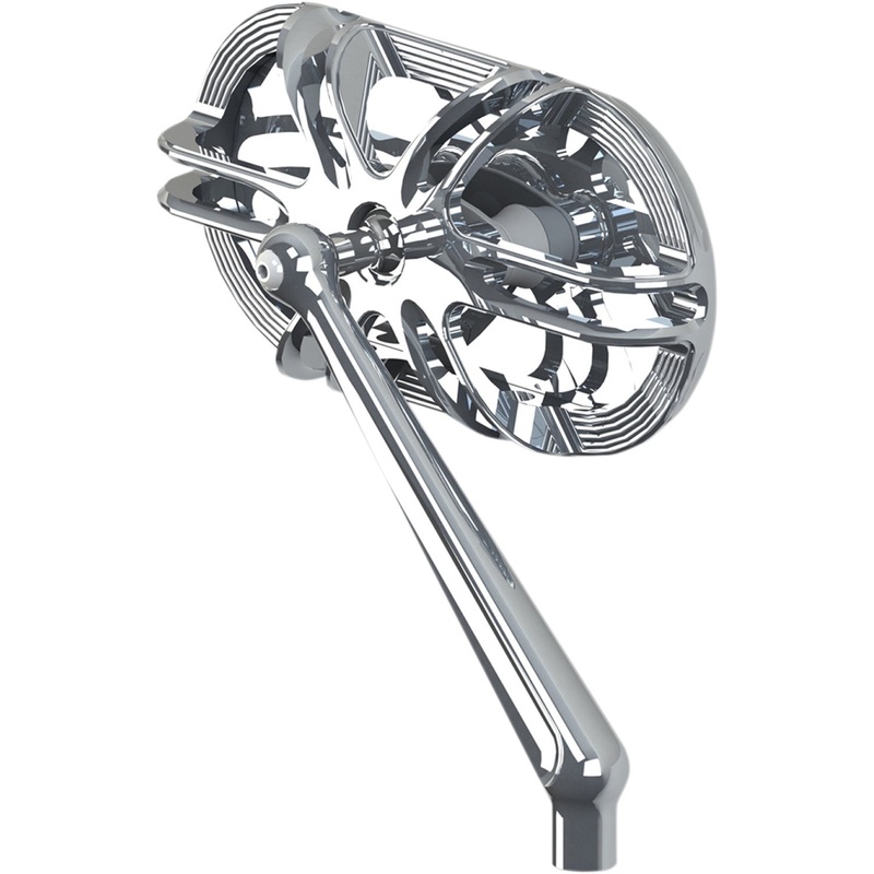 Arlen Ness Mirror - Side View - Caged Series/Deep Cut - Chrome - Right 13-167