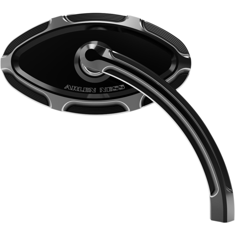 Arlen Ness Mirror - Beveled - Side View - Short - Cat Eye - Black - Right 13-132
