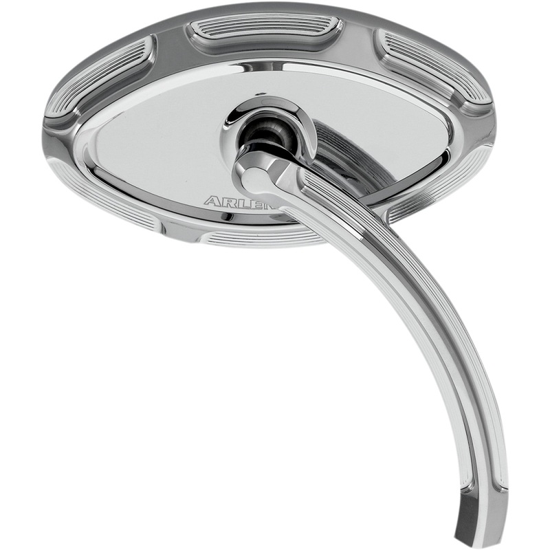 Arlen Ness Mirror - Beveled - Side View - Short - Cat Eye - Chrome - Right 13-133