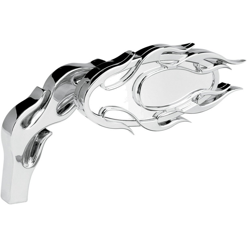Arlen Ness Mirror - Micro - Flamed - Side View - Oval - Chrome - Right 13-071
