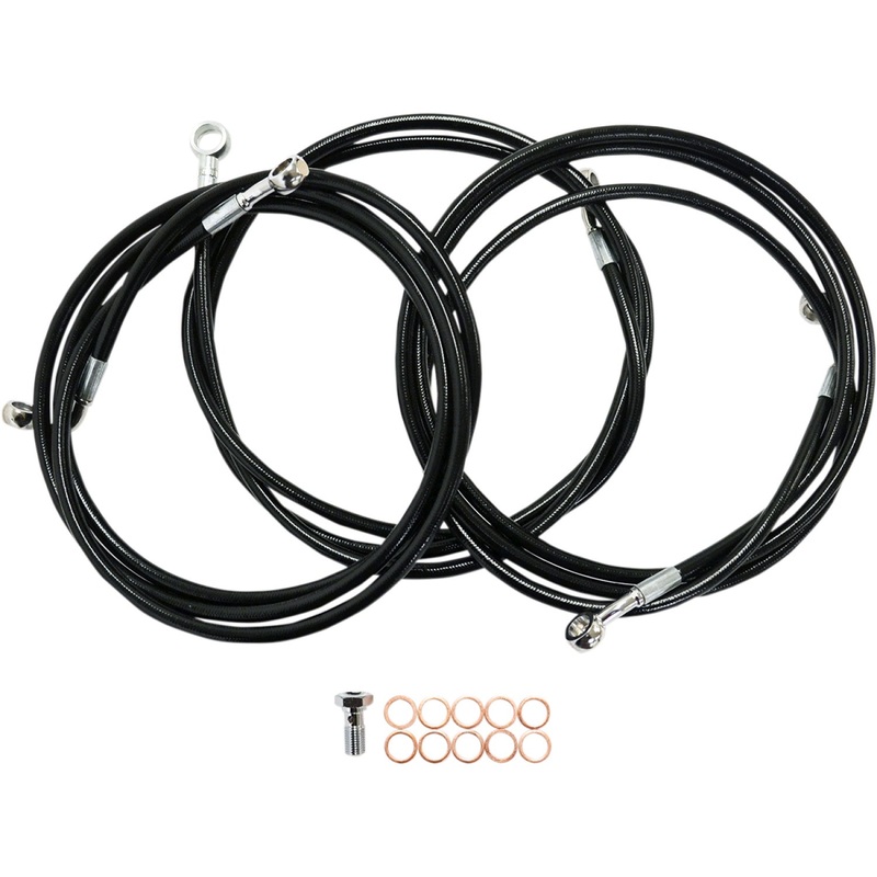 LA Choppers Brake Line - 15" - 17" Ape Hanger Handlebars - Black LA-8052B16B