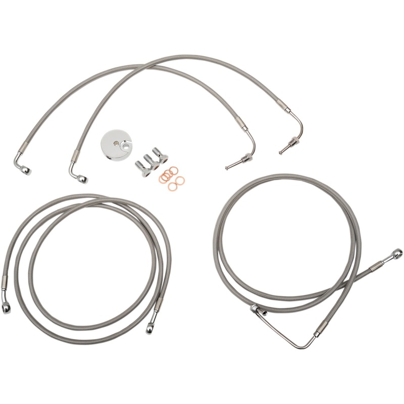 LA Choppers Brake Lines - 12" - 14" Ape Hanger Handlebars - Stainless Steel LA-8051B13