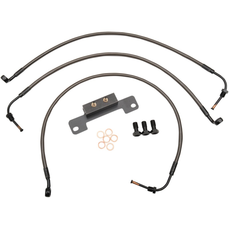LA Choppers Brake Lines - 15" - 17" Ape Hanger Handlebars - Midnight LA-8011B16M