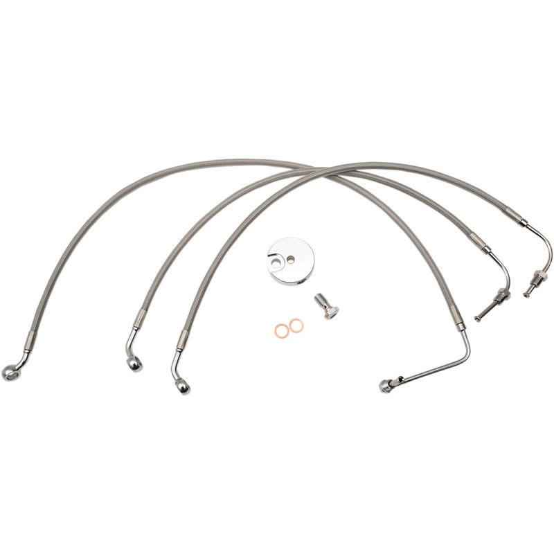 LA Choppers Brake Lines - 18" - 20" Ape Hanger Handlebars - Stainless Steel LA-8011B19