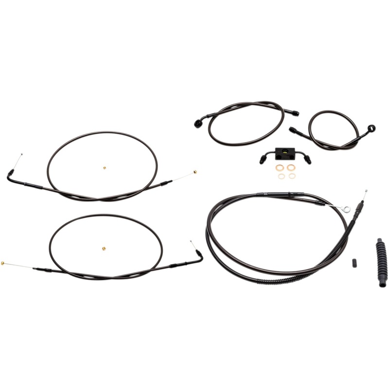 LA Choppers Handlebar Cable/Brake Line Kit - 12" - 14" Ape Hanger Handlebars - Midnight LA-8231KT-13M