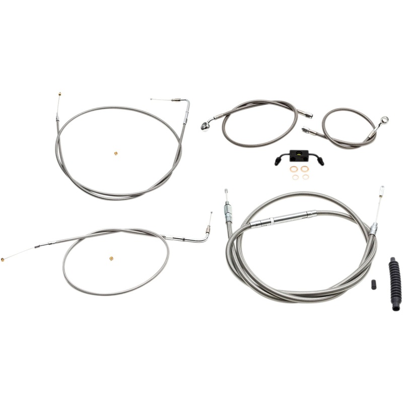 LA Choppers Handlebar Cable/Brake Line Kit - 12" - 14" Ape Hanger Handlebars - Stainless Steel LA-8211KT-13