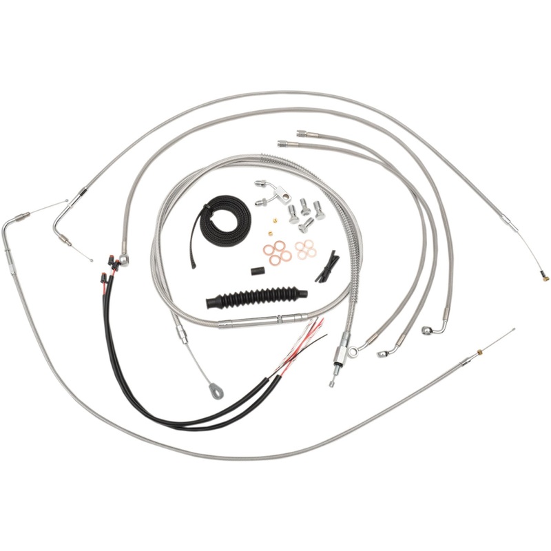 LA Choppers Handlebar Cable/Brake Line Kit - Complete - 15" - 17" Handlebars - Stainless LA-8123KT2-16