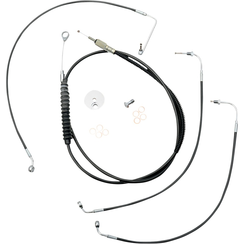 LA Choppers Handlebar Cable/Brake Line Kit - Quick Connect - 12" - 14" Ape Hanger Handlebars - Black Vinyl LA-8155KT-13B