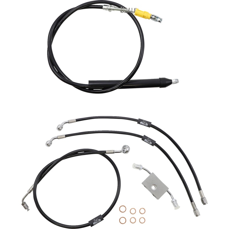 LA Choppers Handlebar Cable/Brake Line Kit - Quick Connect - 18" - 20" Ape Hanger Handlebars - Black Vinyl LA-8157KT-19B