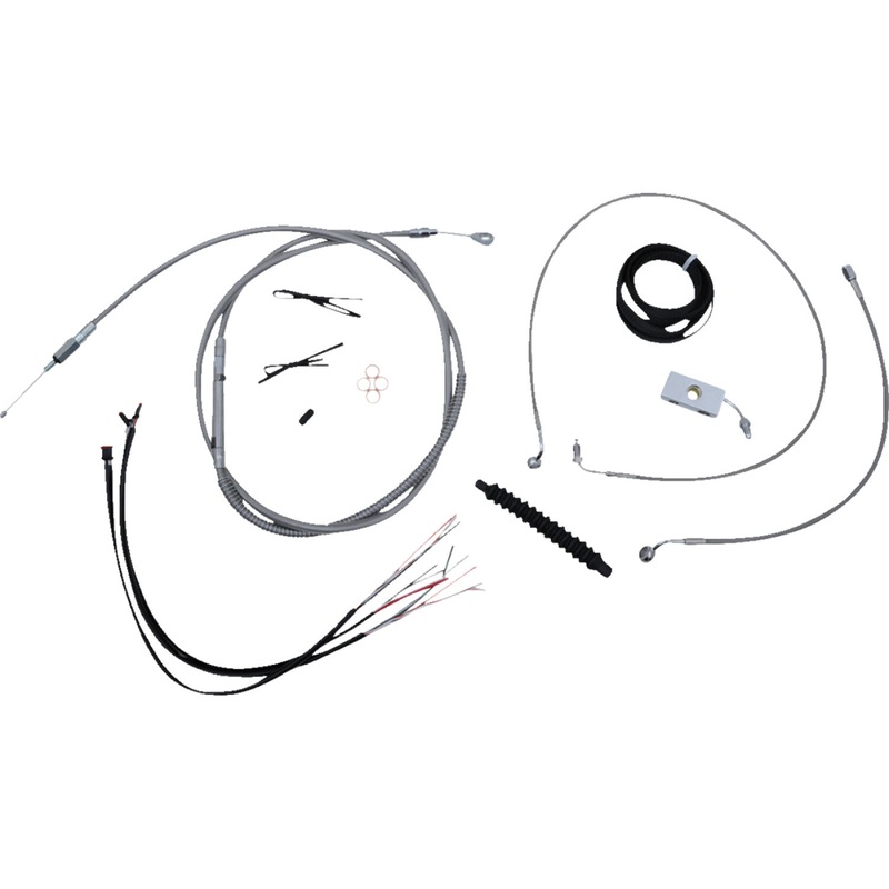 LA Choppers Handlebar Cable/Brake Line Kit - Quick Connect - Complete - 12" - 14" Handlebars - Stainless LA-8156KT2-13