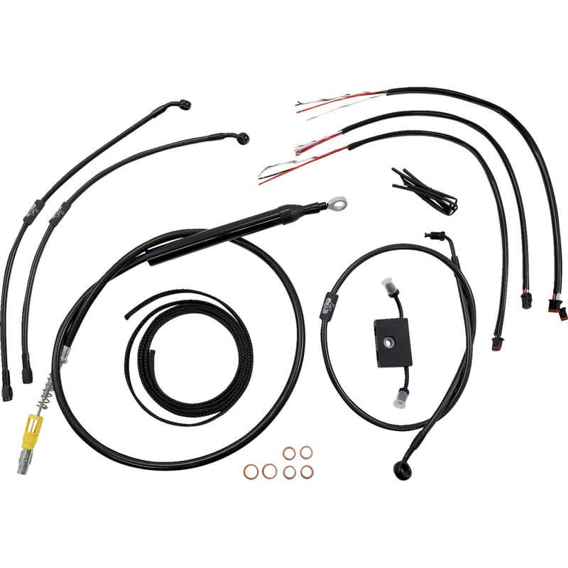 LA Choppers Handlebar Cable/Brake Line Kit - Quick Connect - Complete - 18" - 20" Handlebars - Midnight LA-8157KT2-19M