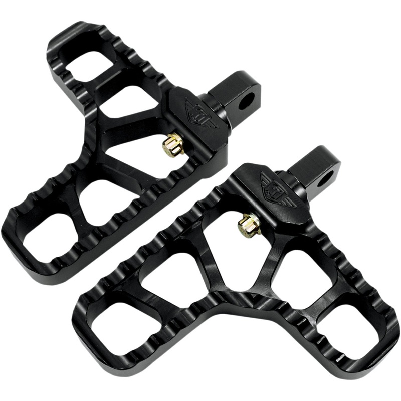 Joker Machine Adjustable Serrated Footpegs - With Heel - Black 08-62-1B